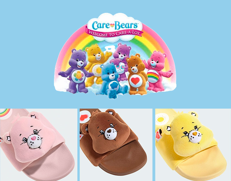 Ursinhos Carinhosos da coleção Care Bears x adidas em cores vibrantes.